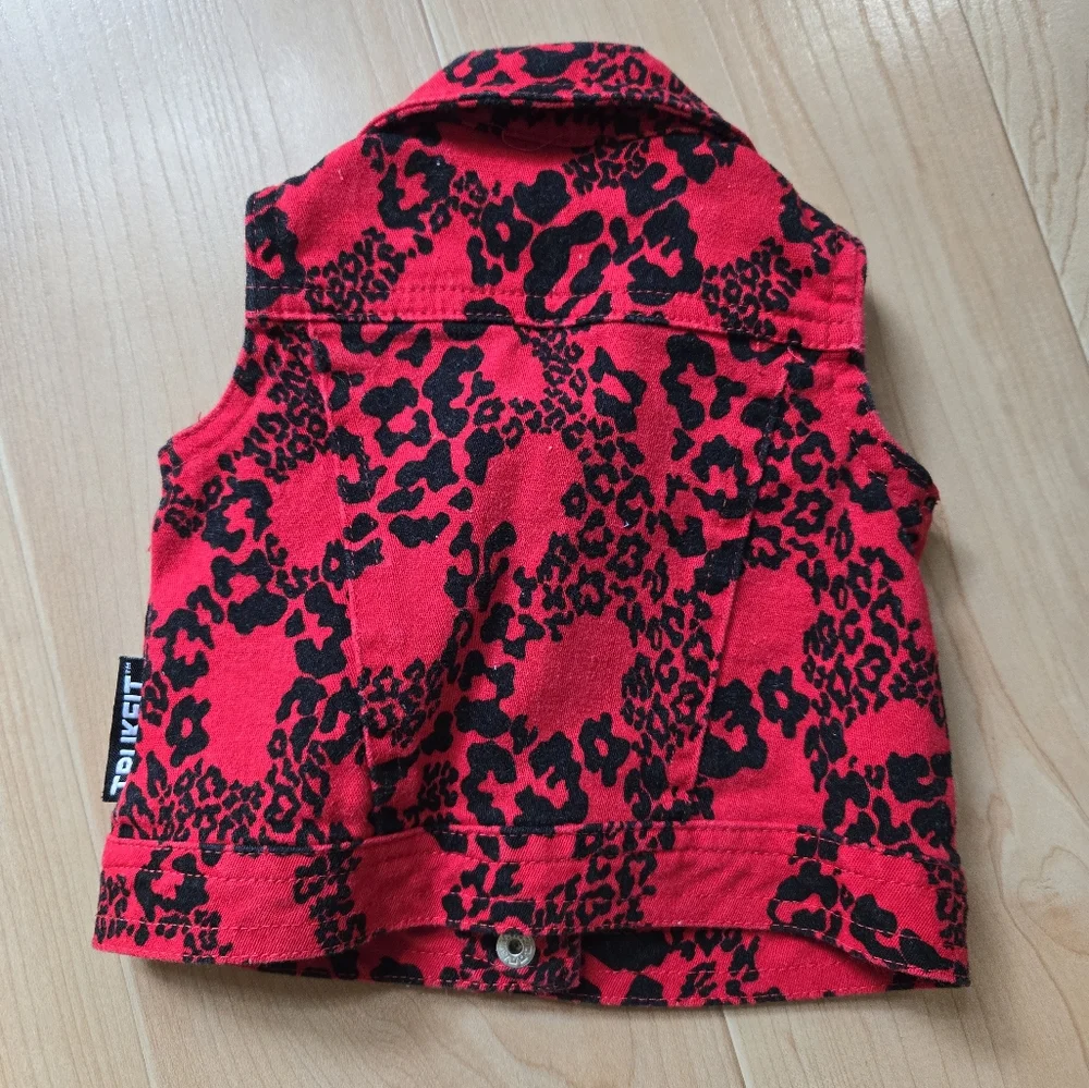 Trukfit red and black animal print 2-piece vest and pants set